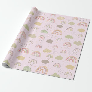 Rosa und Beige Regenbogenmuster Geschenkpapier