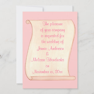 Rosa und Beige Schriftrollen-Hochzeitseinladungen Einladung