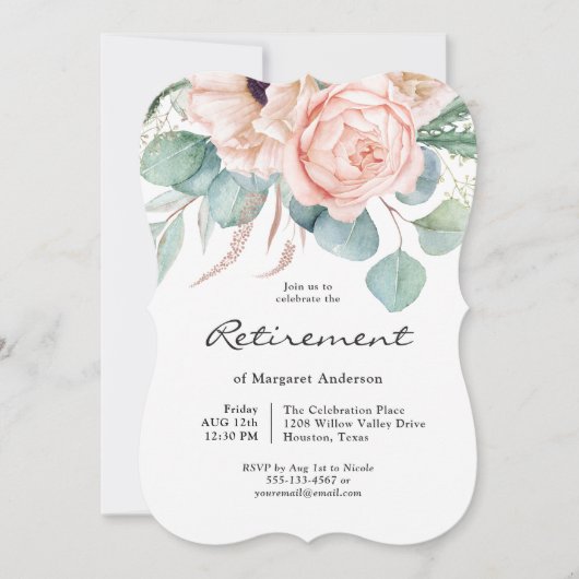 Rosa und beige Wasserfarben: Blumenbewohnung Einladung (Vorderseite)