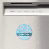 Rosa und blass-blaue Damastasse Magnet (In Situ (Geschirrspüler))