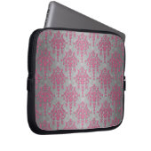 Rosa und blassgraue, florale Daisy Damask Laptopschutzhülle (Vorne Rechts)