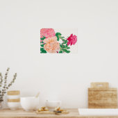 Rosa und blassorange Rose Blume Poster (Küche)