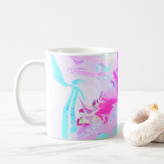 rosa und blau, Abstrakt Kaffeetasse (Mit Donut)