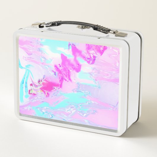rosa und blau, Abstrakt Metall Brotdose (Rückseite)