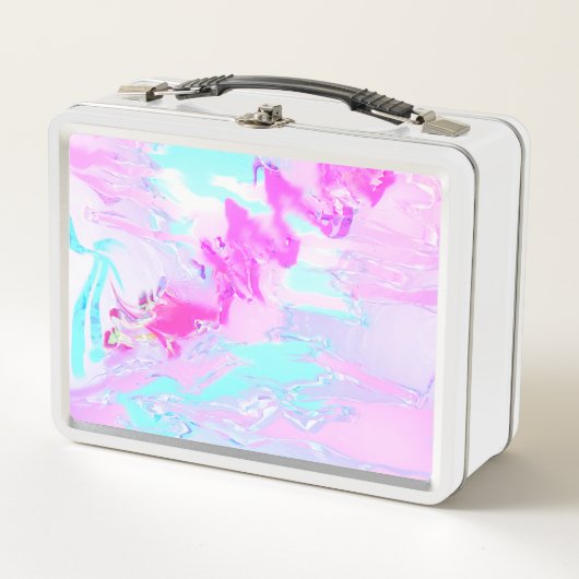 rosa und blau, Abstrakt Metall Brotdose (Vorderseite)