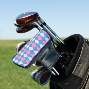 Rosa und Blau Argyle Golf Kopfbedeckung Headcover