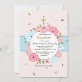 Rosa und Blau blüht Einladung (Vorderseite)