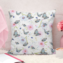 Rosa und Blau Blumen und Schmetterlingsmuster