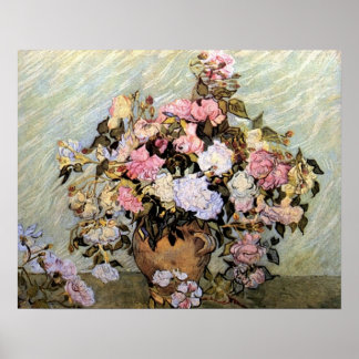 Rosa und Blau Blumen von Van Gogh Poster