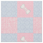 Rosa und Blau Damast Patchwork mit Namen Stoff (Nahaufnahme)