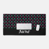 Rosa und blau dekorativer Druck auf schwarz Schreibtischunterlage (Tastatur & Maus)