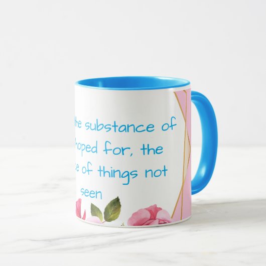 Rosa und blau Der Glaube ist religiöse Tasse (VorderseiteRechts)