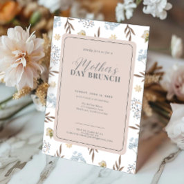 Rosa und blau Elegante Blumenmüttertagsbrunch Einladung