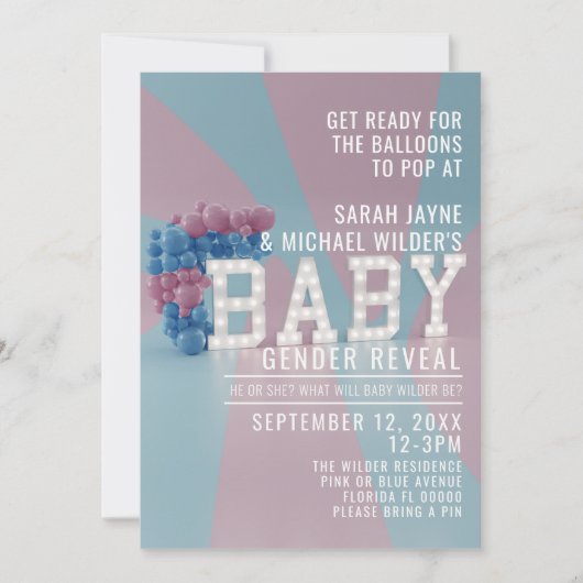 Rosa und blau Er oder sie Geschlecht offenbaren Ei Ankündigung (Vorderseite)