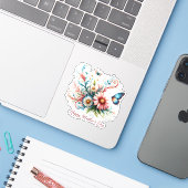 Rosa und blau florale Happy Mother Day Aufkleber (Laptop mit iPhone)