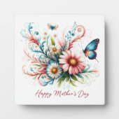 Rosa und blau florale Happy Mother Day Fotoplatte (Vorderseite)
