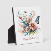 Rosa und blau florale Happy Mother Day Fotoplatte (Vorderseite)