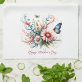 Rosa und blau florale Happy Mother Day Geschirrtuch (Gefaltet)