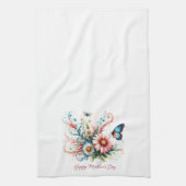 Rosa und blau florale Happy Mother Day Geschirrtuch (Vertikal)