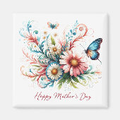 Rosa und blau florale Happy Mother Day Magnet (Vorne)