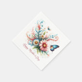 Rosa und blau florale Happy Mother Day Serviette (Ecke)