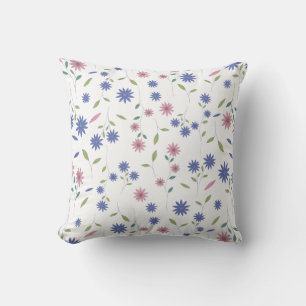 Rosa und Blau Florales Nahtloses Muster Kissen