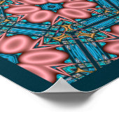 Rosa und blau gepolsterte Blume Poster (Ecke)