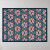 Rosa und blau gepolsterte Blume Poster (Vorne)