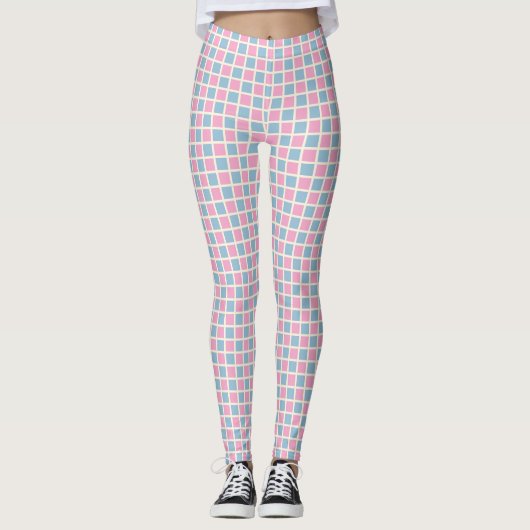 Rosa und Blau geprüft Leggings (Vorderseite)