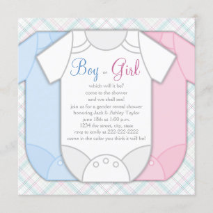 Rosa und Blau Geschlecht Enthüllung Baby Shower Einladung