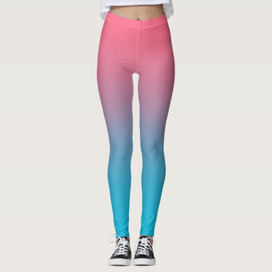 Rosa und blau glänzende Leggings (Vorderseite)