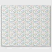 Rosa und Blau Grandmillennial Blumenmuster Geschenkpapier (Flach)
