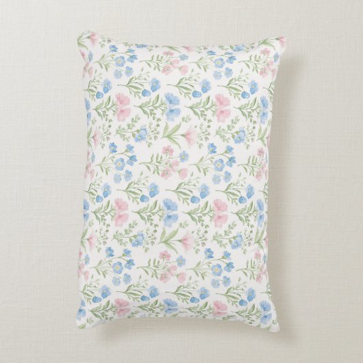 Rosa und Blau Grandmillennial Dekokissen (Rückseite(Vertikal))