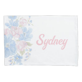 Rosa und Blau-Grandmillennial reversible | Name Kissenbezug