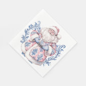 Rosa und blau Grandmillennial Santa Serviette (Ecke)