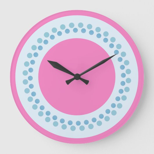 Rosa und Blau Große Wanduhr (Vorderseite)