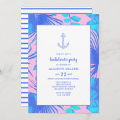 Rosa und Blau-Junggeselinnen-Abschied Einladung (Vorne/Hinten)