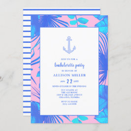 Rosa und Blau-Junggeselinnen-Abschied Einladung
