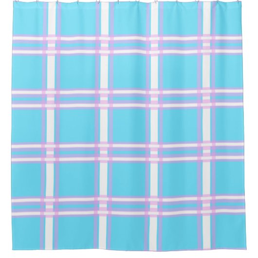 Rosa und blau Kariert Duschvorhang (Vorderseite)