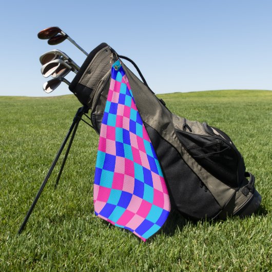 Rosa und Blau kariert Golfhandtuch (Gras)