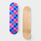 Rosa und Blau kariertes Druckmuster Skateboard (Vorderseite)