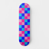 Rosa und Blau kariertes Druckmuster Skateboard (Vorderseite)