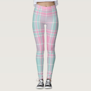 Rosa und Blau Karomuster Leggings
