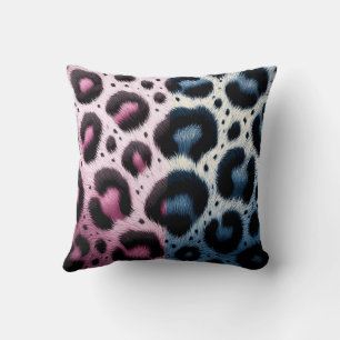 Rosa und Blau Leopard Fell Tierdruck Punkte Kissen