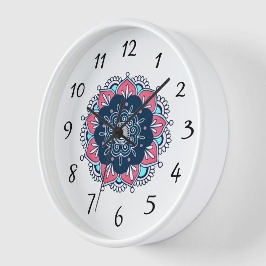 Rosa und Blau Mandala Boho Wall Clock Uhr (Winkel)