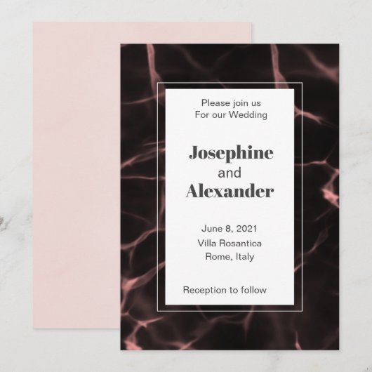 Rosa und blau marmoriertes Thema Einladung (Vorne/Hinten)