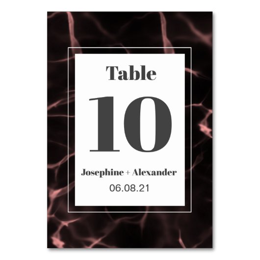 Rosa und blau marmoriertes Thema Tischnummer (Vorderseite)