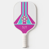 Rosa und Blau | Modernes Monogramm  Pickleball Schläger (Vorderseite)