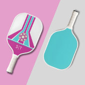 Rosa und Blau | Modernes Monogramm  Pickleball Schläger