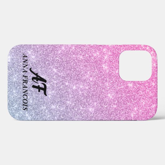 Rosa und blau Ombre Glitter texturiert Case-Mate iPhone Hülle (Rückseite (Horizontal))